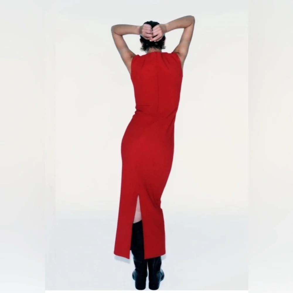 NWT Zara Red Midi Dress - Picture 3 of 11